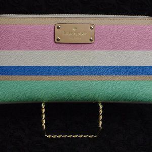 Kate Spade Stacy Grove Street Dune Striped Textured Zip Around Wallet